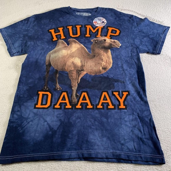 3DTEES by The Mountain Other - 3DTEES By The Mountain Shirt Mens Medium Blue Hump Day Camel Graphic Tee Funny